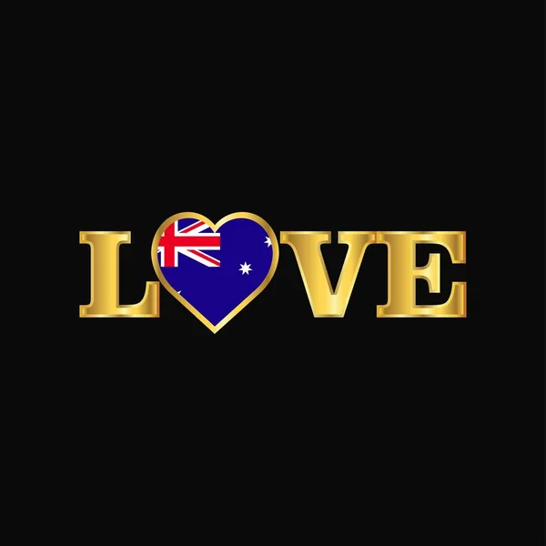 Golden Love Typography Australia Flag Design Vektor — Stockvektor