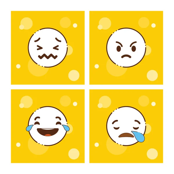 Set Yellow Emojis Design Vector — Stock Vector