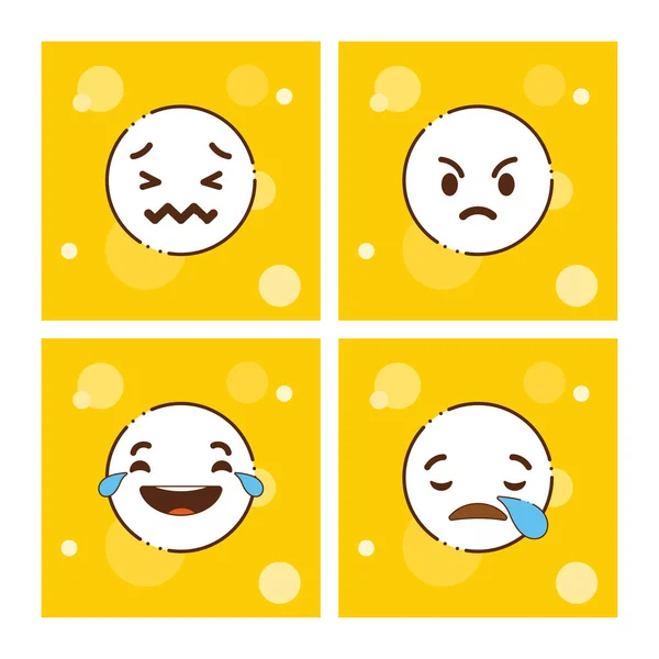 Set Gelber Emojis Designvektoren — Stockvektor