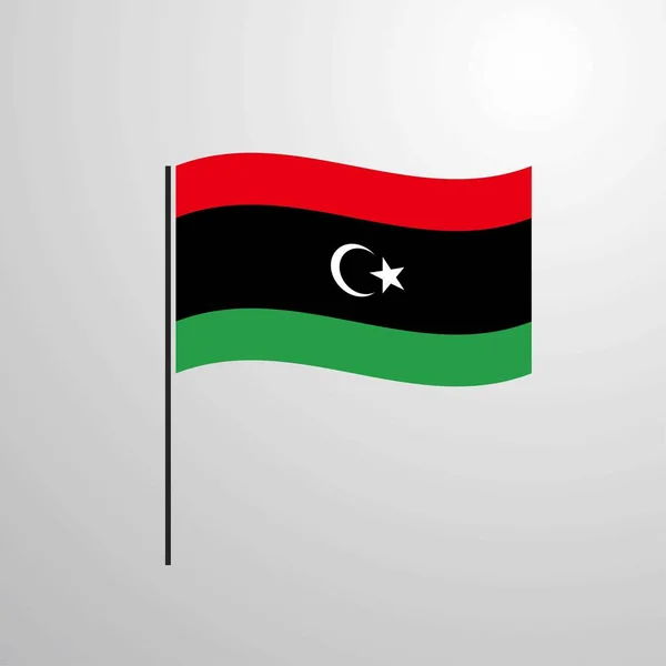 Libia Bandiera Sventolante Illustrazione Vettoriale — Vettoriale Stock