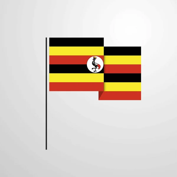 Uganda Waving Flag Design Vector — Stock Vector