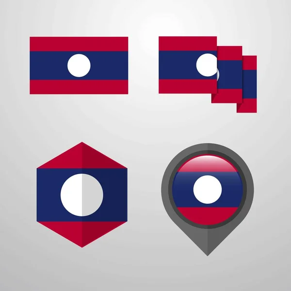 Laos Bayrağı Set Vektör Tasarımı — Stok Vektör