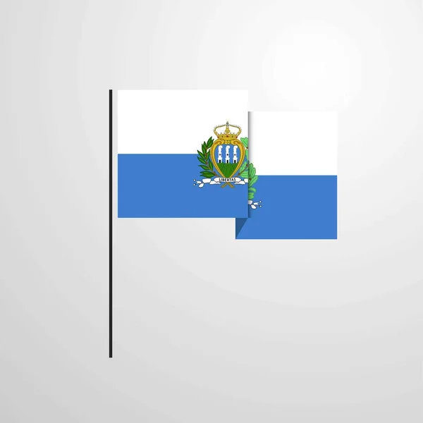 San Marino Schwenkt Flagge Design Vektor — Stockvektor