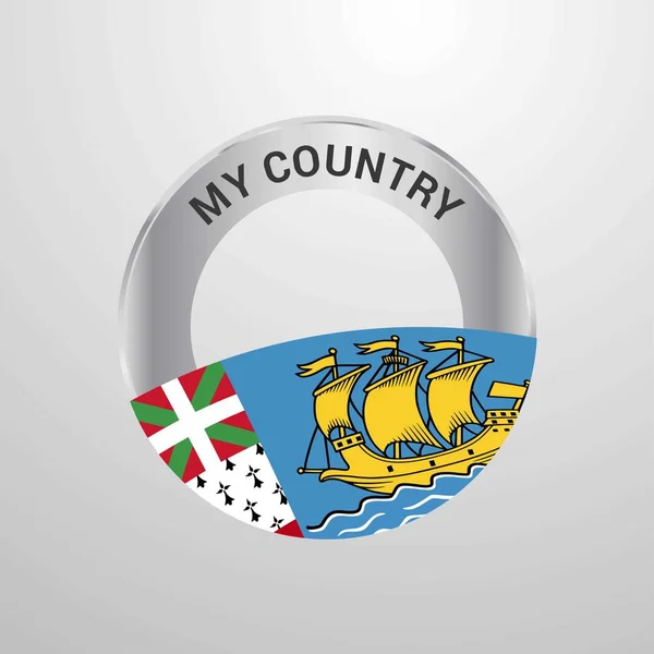 Saint Pierre Miquelon Mijn Land Vlag Badge — Stockvector