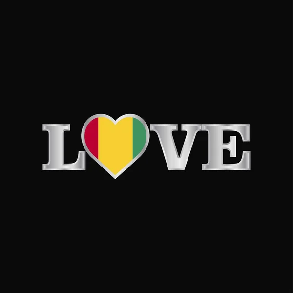 Tipografía Amor Con Vector Diseño Bandera Guinea — Archivo Imágenes Vectoriales