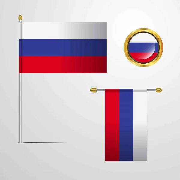 Rusia Icono Bandera Vector Ilustración — Archivo Imágenes Vectoriales