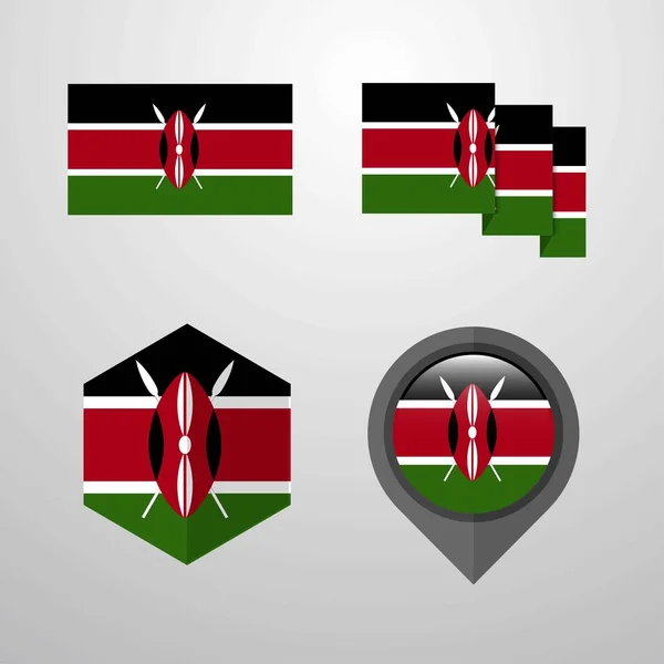 Ensemble Design Drapeau Kenya Vecteur — Image vectorielle