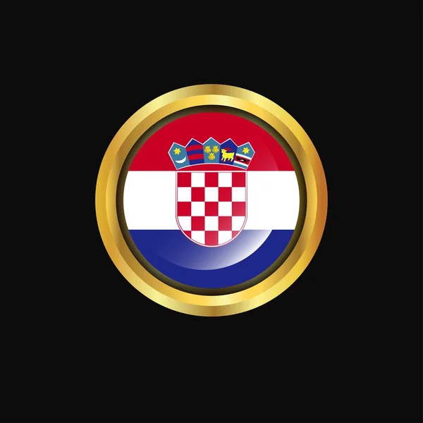 Croácia Bandeira Botão Dourado — Vetor de Stock