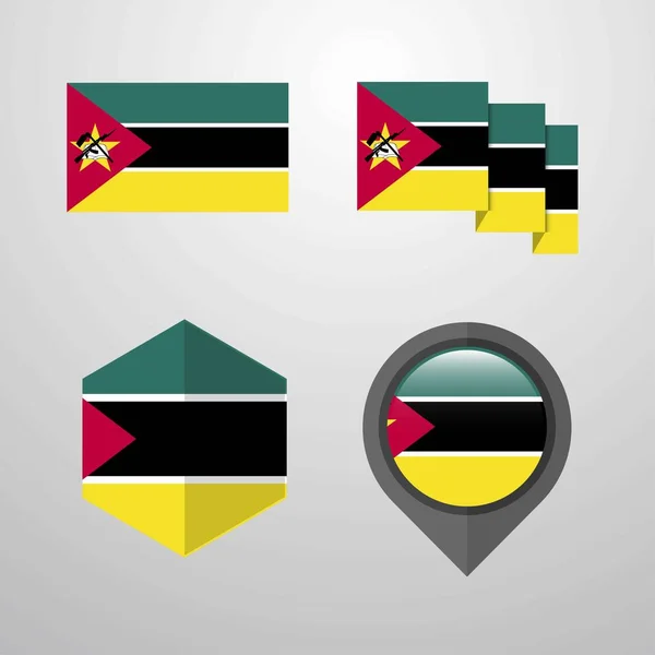 Μοζαμβίκη Σημαία Σχέδιο Σετ Διάνυσμα — Διανυσματικό Αρχείο