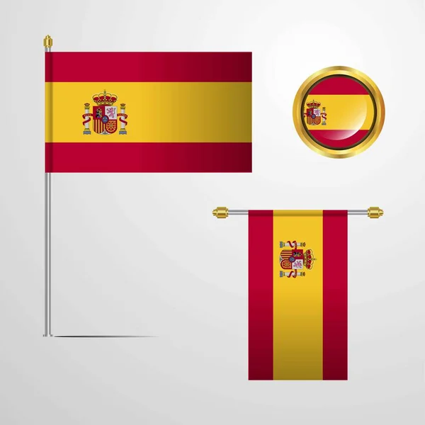Espagne Icône Drapeau Illustration Vectorielle — Image vectorielle