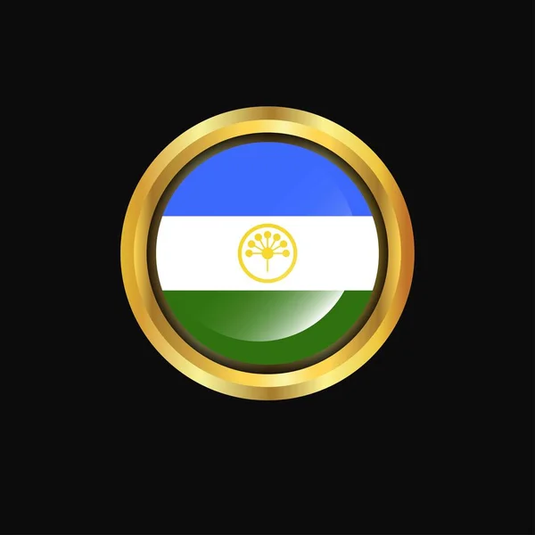 Bandeira Bashkortostan Botão Dourado —  Vetores de Stock