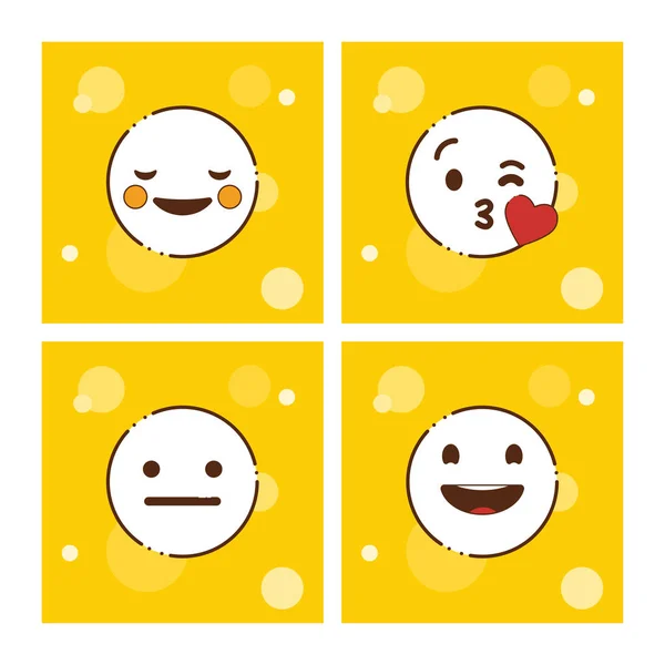 Set Yellow Emojis Design Vector — Stock Vector