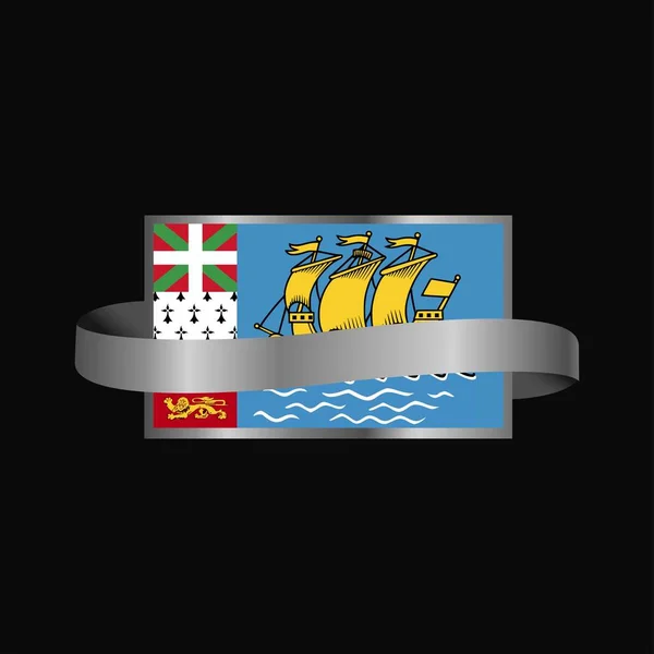 Saint Pierre Och Miquelons Flagga Ribbon Banner Design — Stock vektor