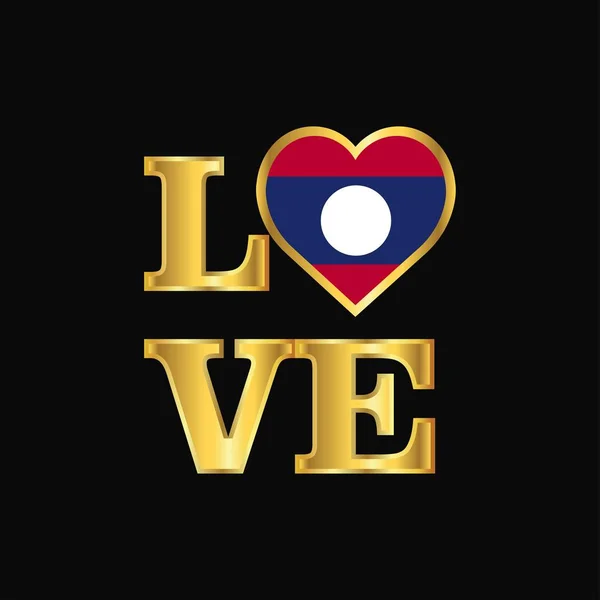 Love Typographie Laos Drapeau Design Vecteur Lettrage — Image vectorielle