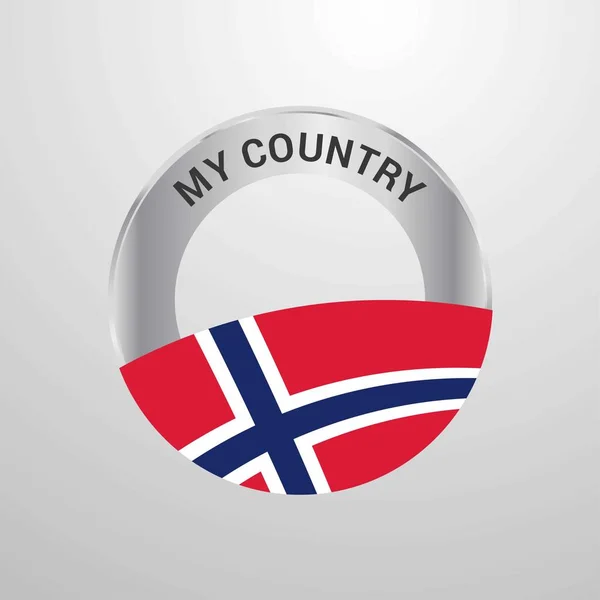 Norge Mitt Lands Flagg Badge — Stock vektor