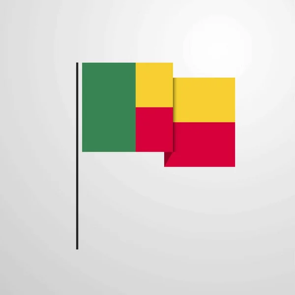 Μπενίν Κυματίζει Σημαία Σχεδιασμό Εικονογράφηση Διάνυσμα — Διανυσματικό Αρχείο