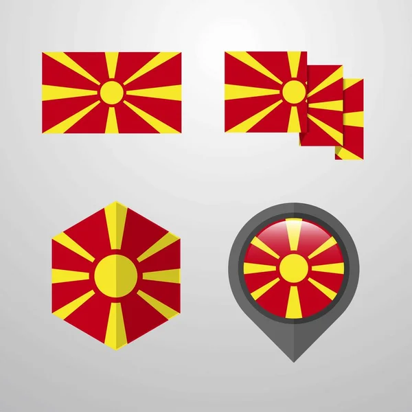 Macedónia Bandeira Design Conjunto Vetor — Vetor de Stock