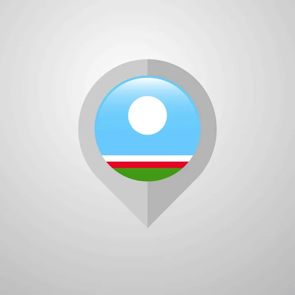 Mappa Indicatore Navigazione Con Sakha Republic Flag Design Vector — Vettoriale Stock