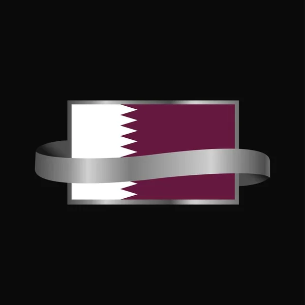 Bandera Qatar Diseño Banner Cinta — Vector de stock