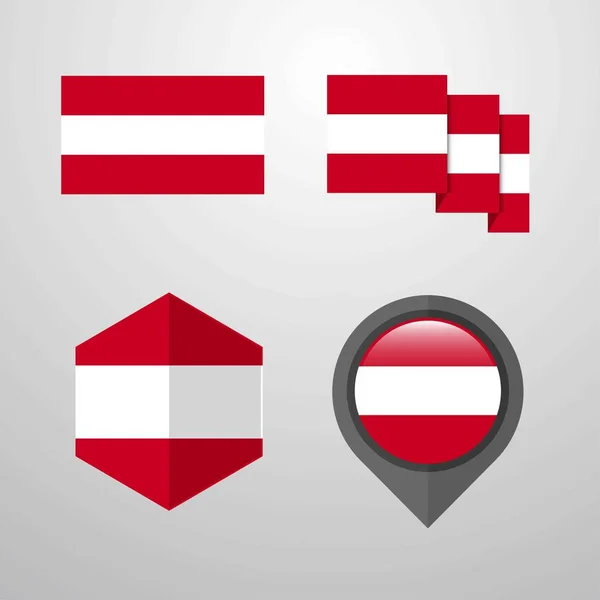 Ausztria Zászló Látványelemkészlet Vektor — Stock Vector