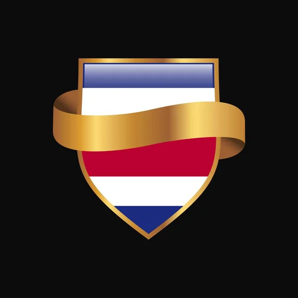 Costa Rica Flagga Golden Badge Design Vektor — Stock vektor