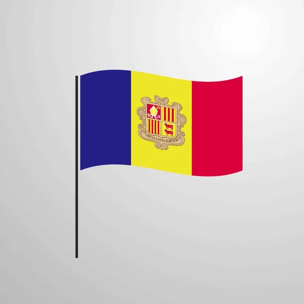 Andorra Zwaaien Vlag Vectorillustratie — Stockvector