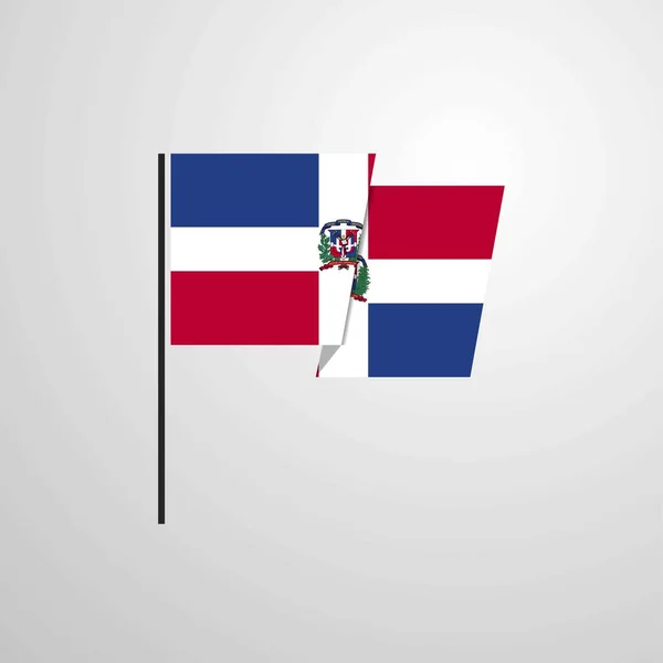 República Dominicana Ondeando Bandera Diseño Vector — Archivo Imágenes Vectoriales