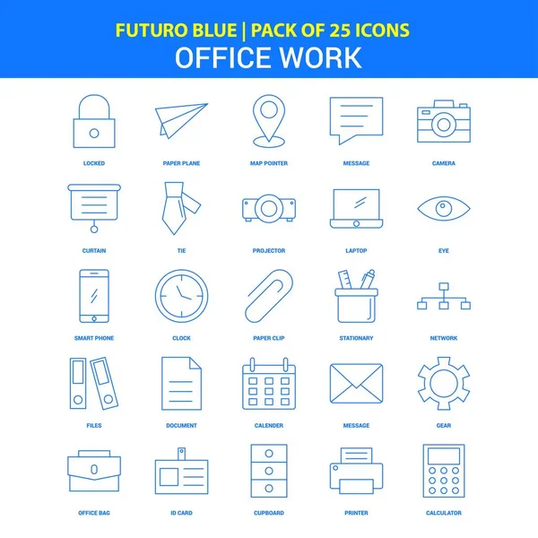 Iconos Trabajo Oficina Futuro Blue Icon Pack — Vector de stock