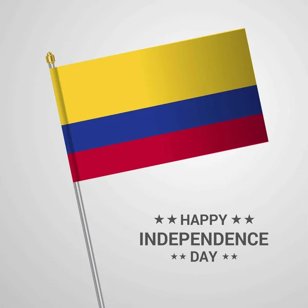 Colombia Día Independencia Diseño Tipográfico Con Vector Bandera — Archivo Imágenes Vectoriales