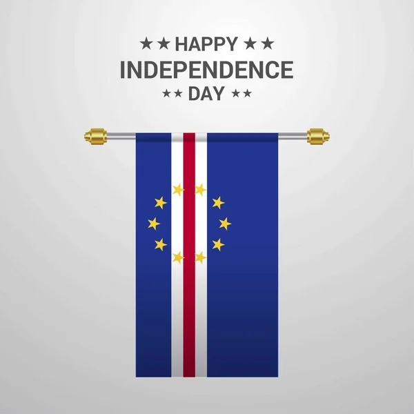 Dag Van Onafhankelijkheid Van Kaapverdië Opknoping Vlag Achtergrond — Stockvector