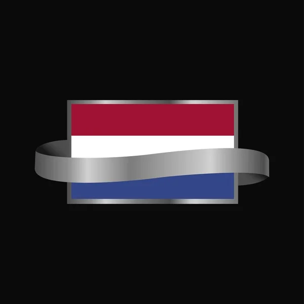 Bendera Belanda Desain Banner Ribbon - Stok Vektor