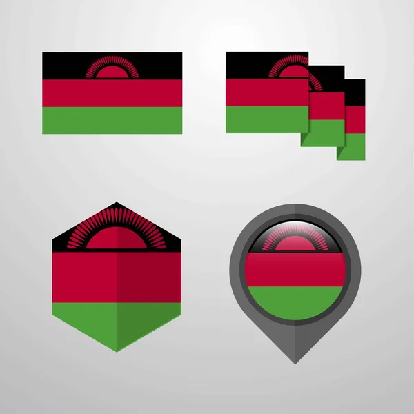 Malawi Flagge Design Set Vektor — Stockvektor