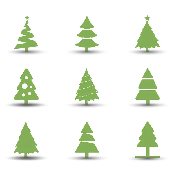 Árvore Natal Vetor Conjunto Ícone — Vetor de Stock