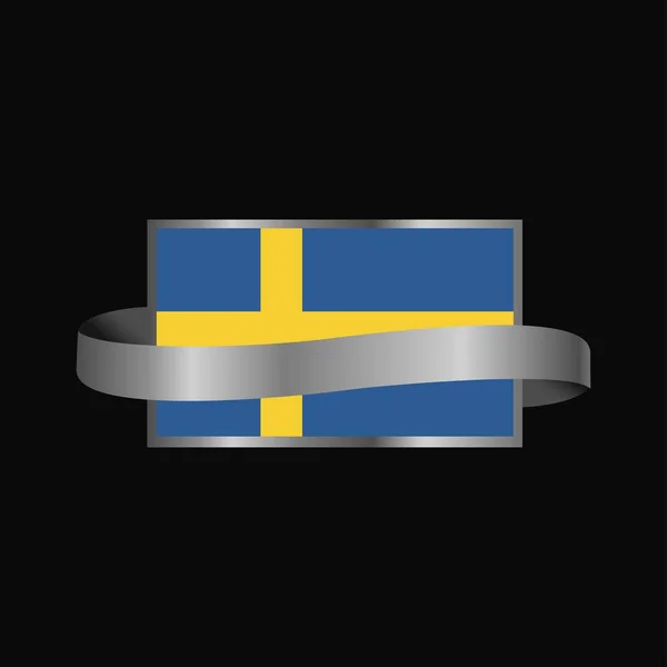 Sverige Flagga Ribbon Banner Design — Stock vektor
