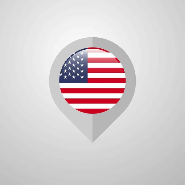 Gezinti Işaretçisi Ile Amerika Birleşik Devletleri Bayrağı Tasarlamak Vektör Harita — Stok Vektör