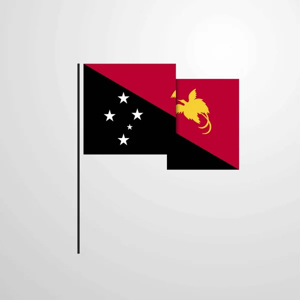 Papua New Guinea Zwaaien Vlag Ontwerp Vector — Stockvector