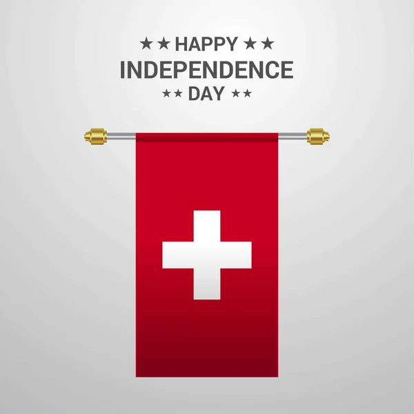 旗の背景をぶら下がっているスイス連邦共和国の独立記念日 — ストックベクタ