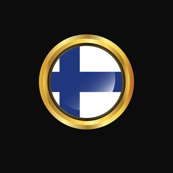 Bandera Finlandia Botón Dorado — Vector de stock
