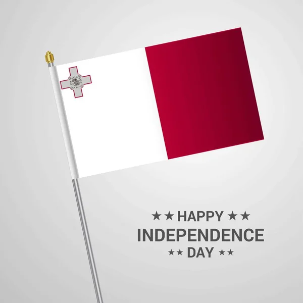 Malta Día Independencia Diseño Tipográfico Con Vector Bandera — Vector de stock