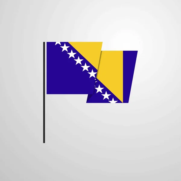 ボスニアとボスニア ヘルツェゴビナの旗のデザインベクトルを振って — ストックベクタ