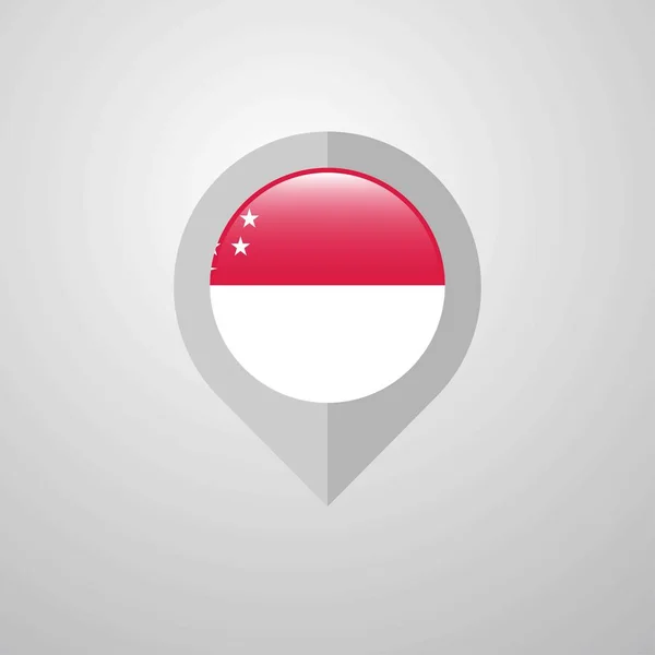 Mapa Puntero Navegación Con Vector Diseño Bandera Singapur — Vector de stock