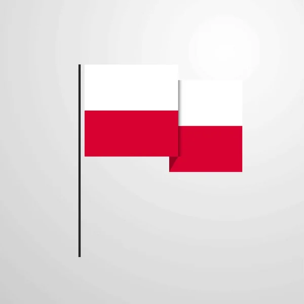 Polonia Ondeando Bandera Diseño Vector — Vector de stock