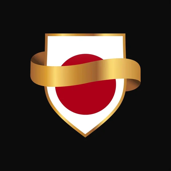 Bandera Japón Golden Badge Design Vector — Vector de stock