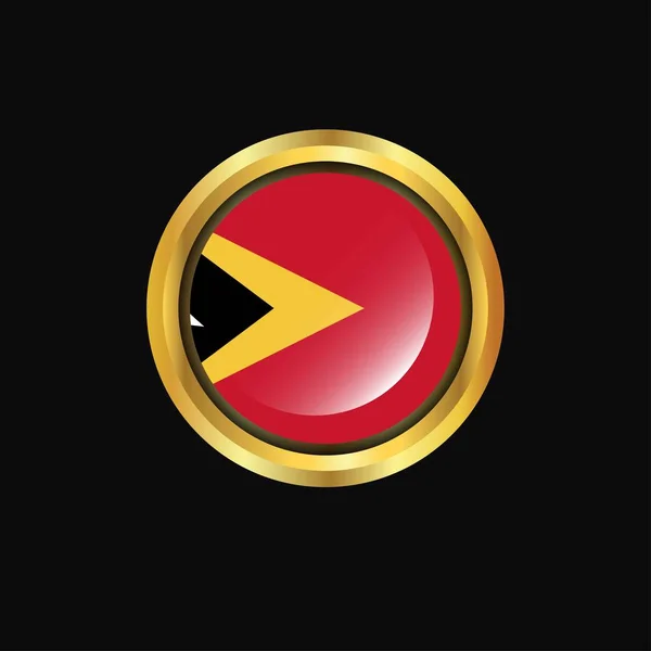 Timor Oriental Bandera Botón Oro — Vector de stock
