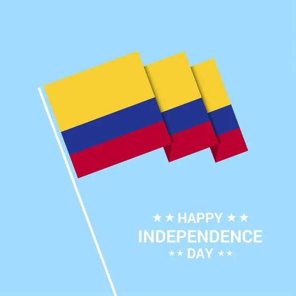 Bayrak Vektörlü Kolombiya Bağımsızlık Günü Tipografik Tasarımı — Stok Vektör
