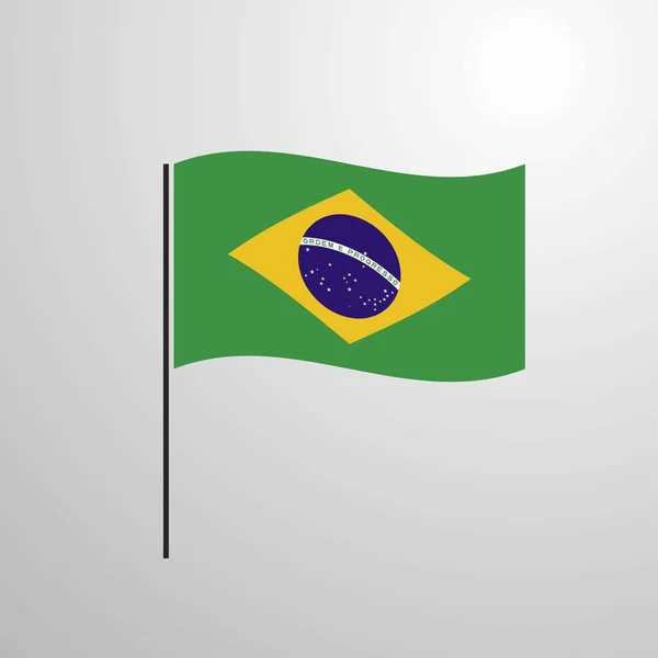Brezilya Bayrağı Vektör Çizim Sallayarak — Stok Vektör