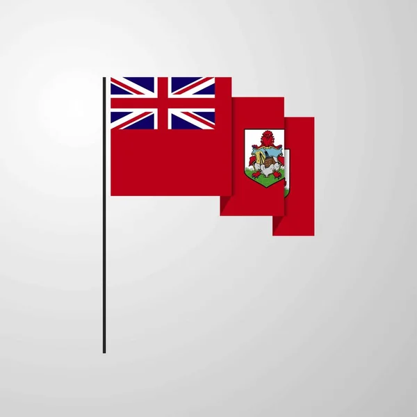 Bermuda Dalgalanan Bayrak Yaratıcı Arka Plan — Stok Vektör