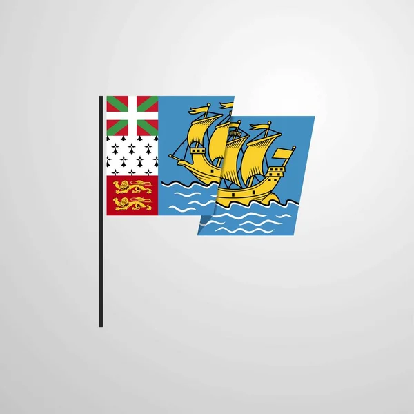 Saint Pierre Miquelon Macha Flagą Projekt Wektor — Wektor stockowy