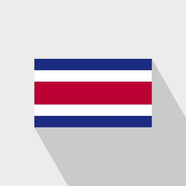 Costa Rica Vlajka Vektorový Design Dlouhý Stín — Stockový vektor