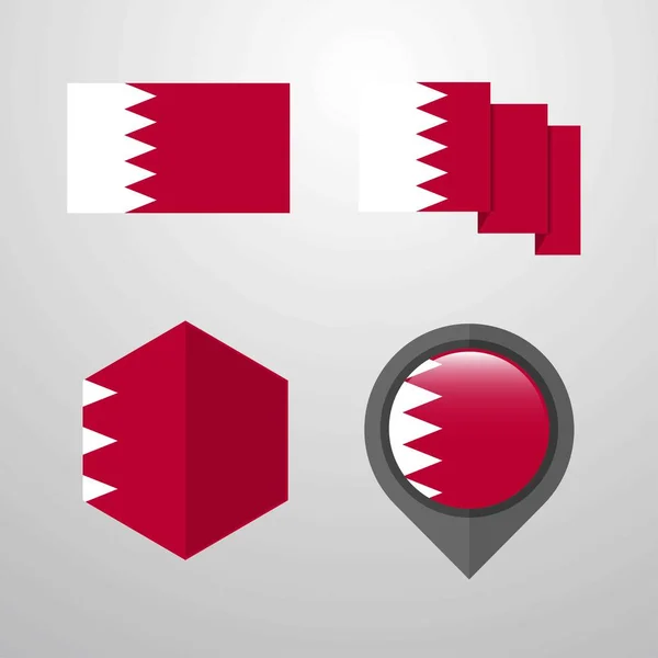 Bahrain Flag Design Set Vettoriale — Vettoriale Stock